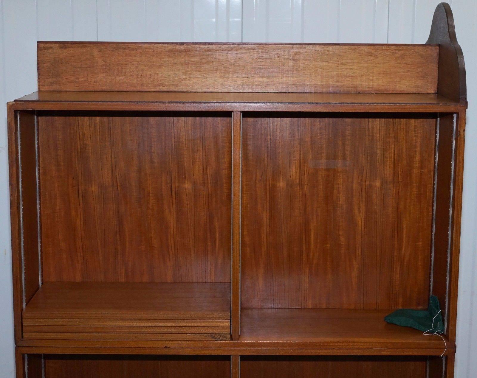 20th Century Matching Pair of Mahogany Double Sided Bookcases on Wheels Great Room Dividers