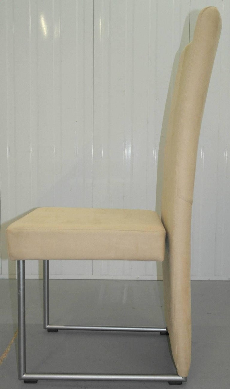 Set Of Four Suspended Seat Rolf Benz Cream Suede Leather Dining Modern Set Of Four Suspended Seat Rolf Benz Cream Suede Leather Dining Chairs For