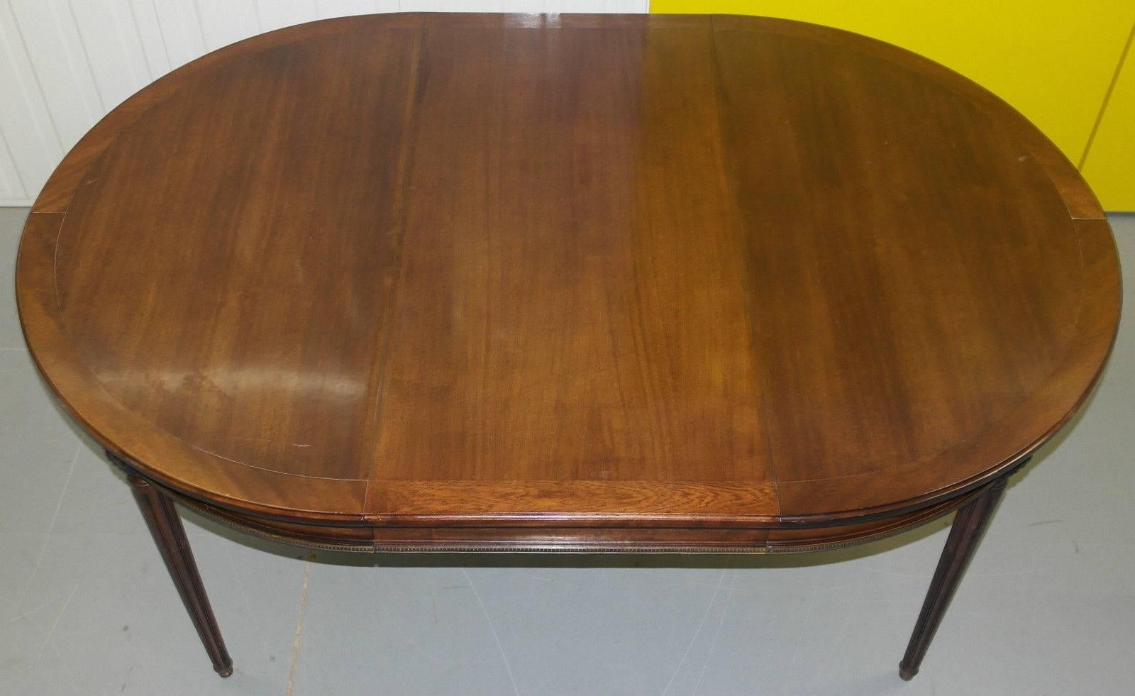 Regency Laval Mahogany and Brass Verlet France Extending Table Seats Four to Six