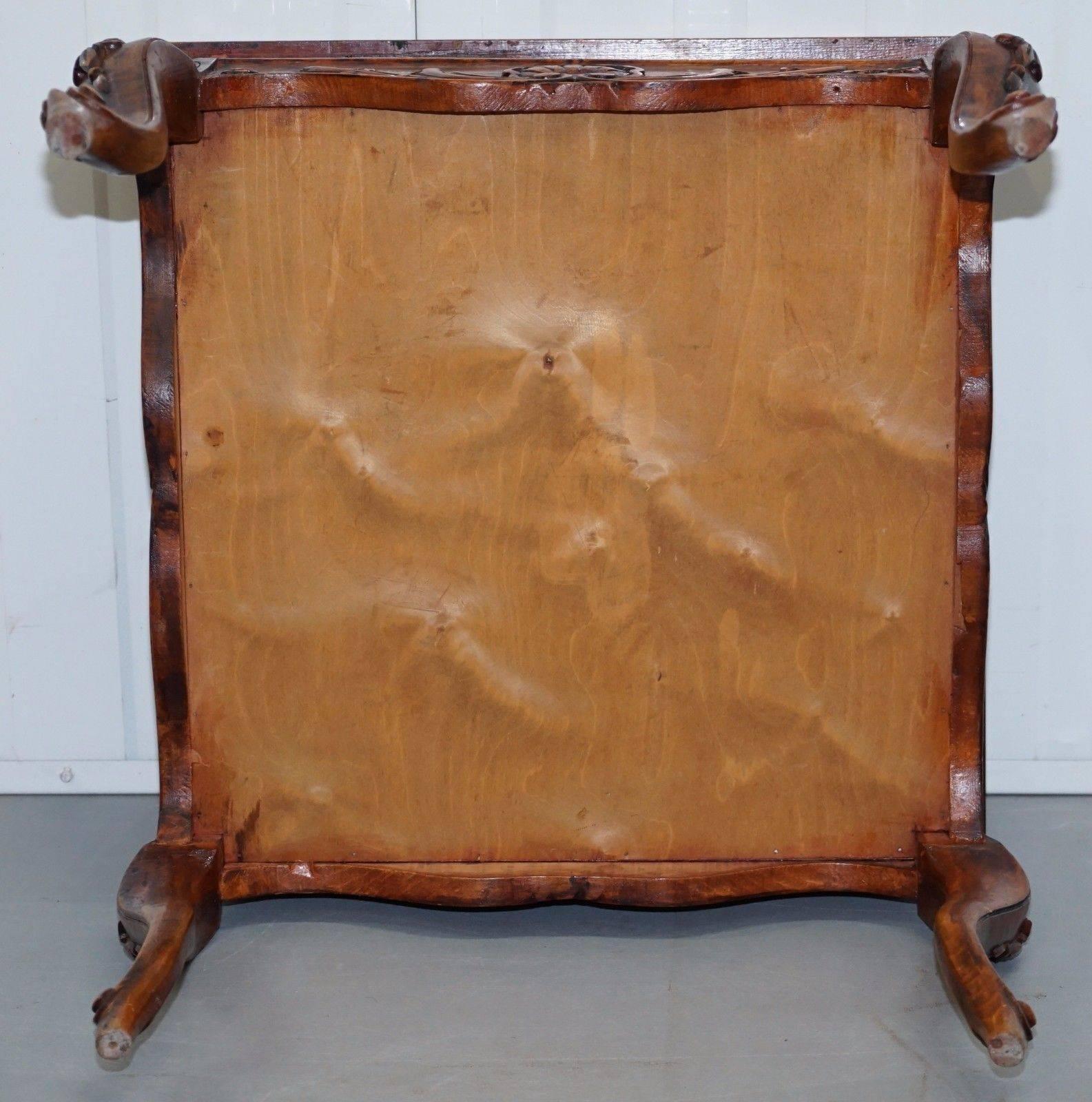 Glass Rare Pair of Carved Wood Display Cabinet Case Coffee Table & Matching Side Table