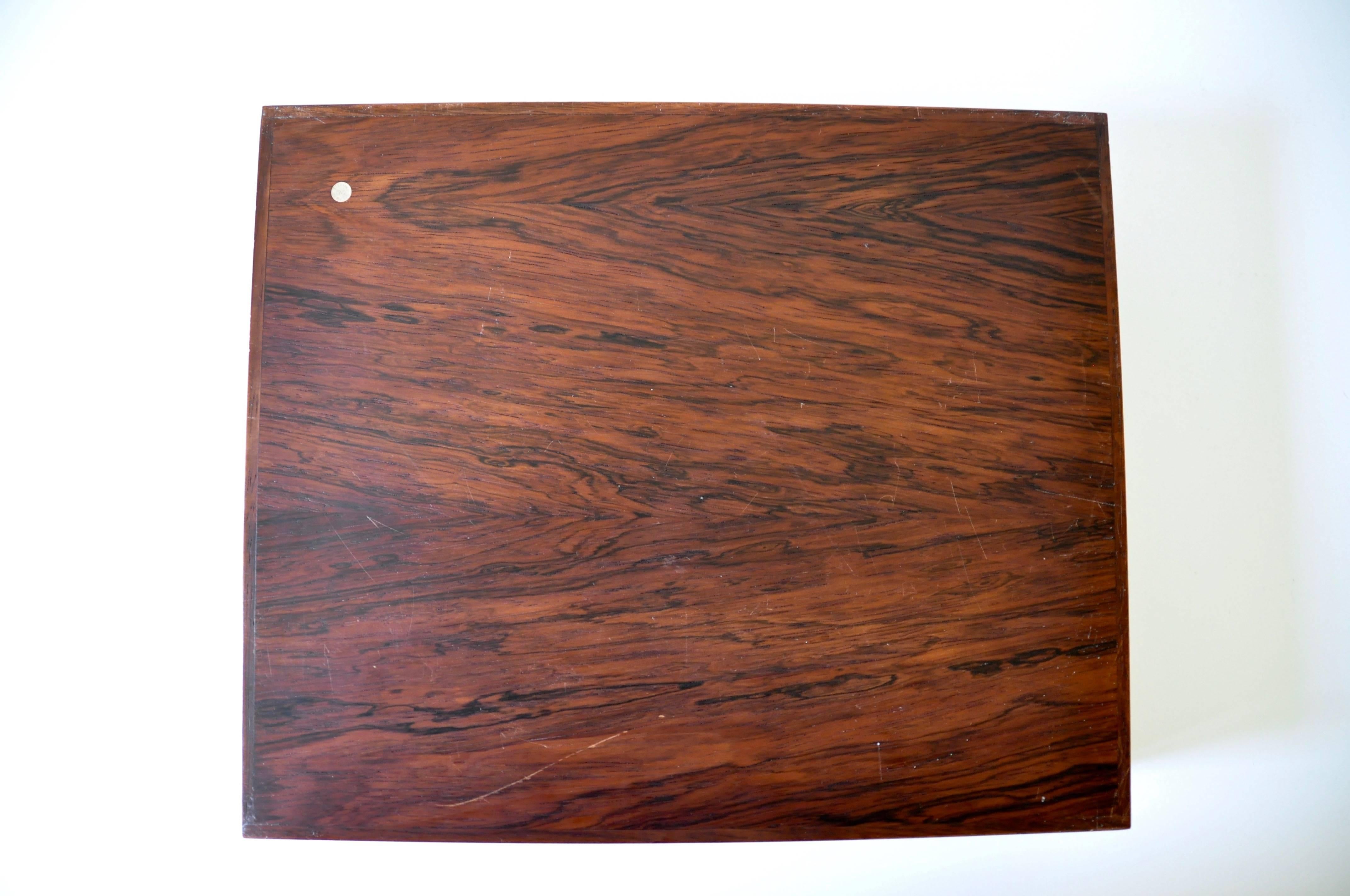 Very Rare Huge Rosewood Box by Axel Salomonsen with Sterling Inlays In Good Condition In Krefeld, DE