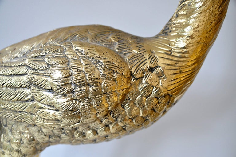 Pair of Hollywood Regency 1970s Brass Cranes or Herons at 1stDibs