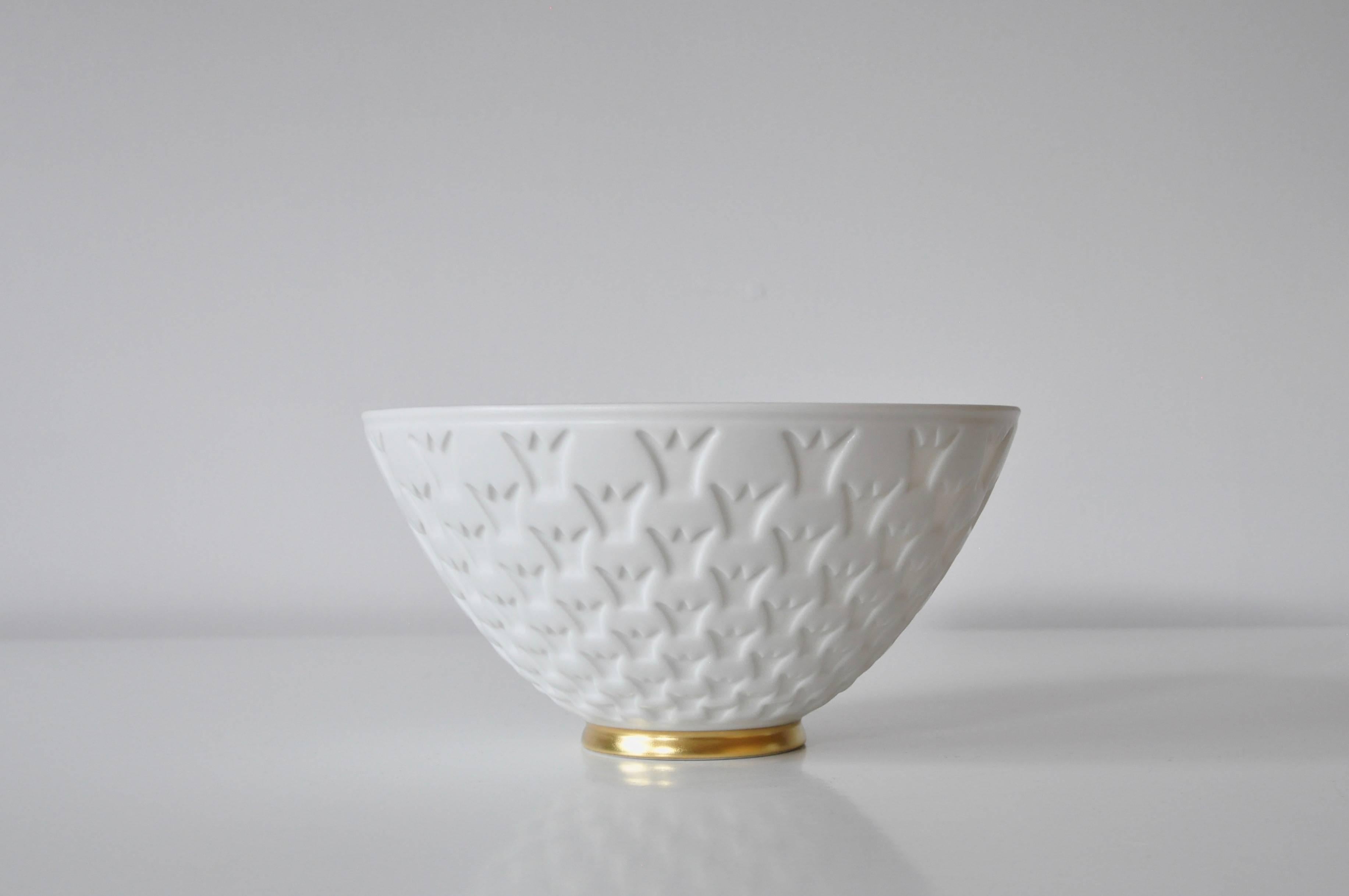 Art Deco Rare Set of Eight Porcelain Crown Bowls by Gunnar Nylund for Rörstrand
