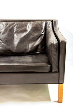 Børge Mogensen Three-Seat Sofa Model 2213 in Black Leather