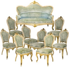 Prestigious Sofa with Eight Chairs, Italy, Late 1800