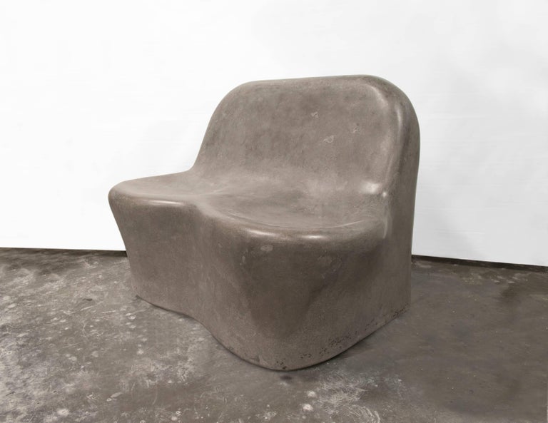 Persephone Iii Concrete Wave Bench Handmade Organic Modern Sculpted Two Seat