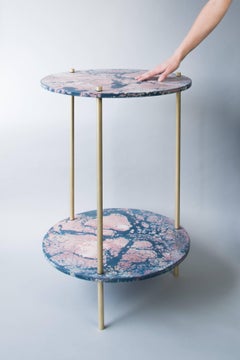 Ambrosia Accent Console Table, Concrete Oracle Pattern Disks and Steel Legs