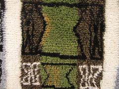 Green Midcentury Scandinavian Wall Hanging Rya Rug