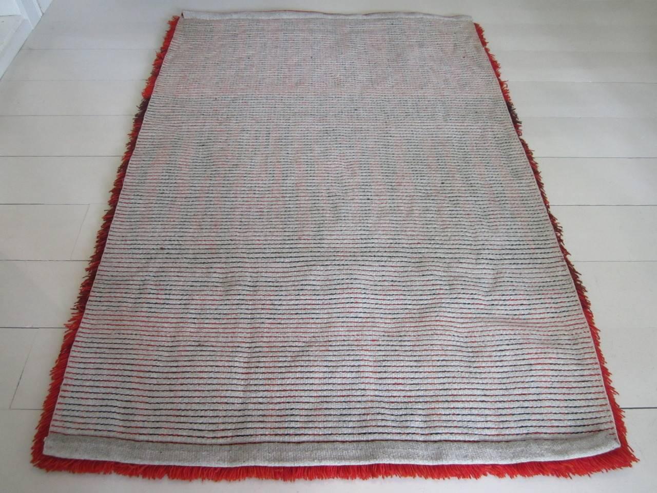Mid-20th Century Red Scandinavian Wall Hanging Rya Rug from 1970s For Sale