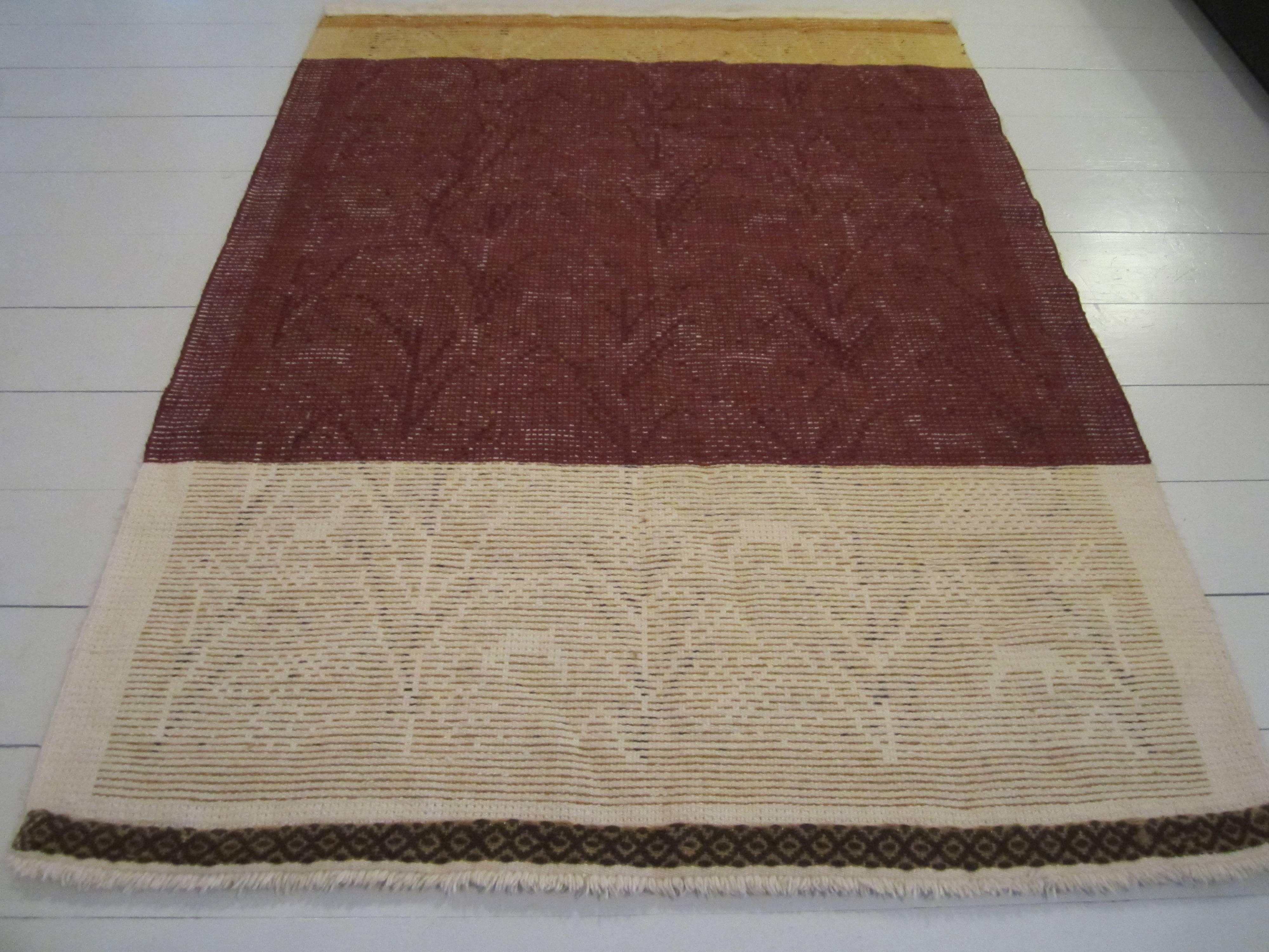 Yellow Scandinavian Rya Rug, Vintage from 1950s In Good Condition For Sale In Juva, FI