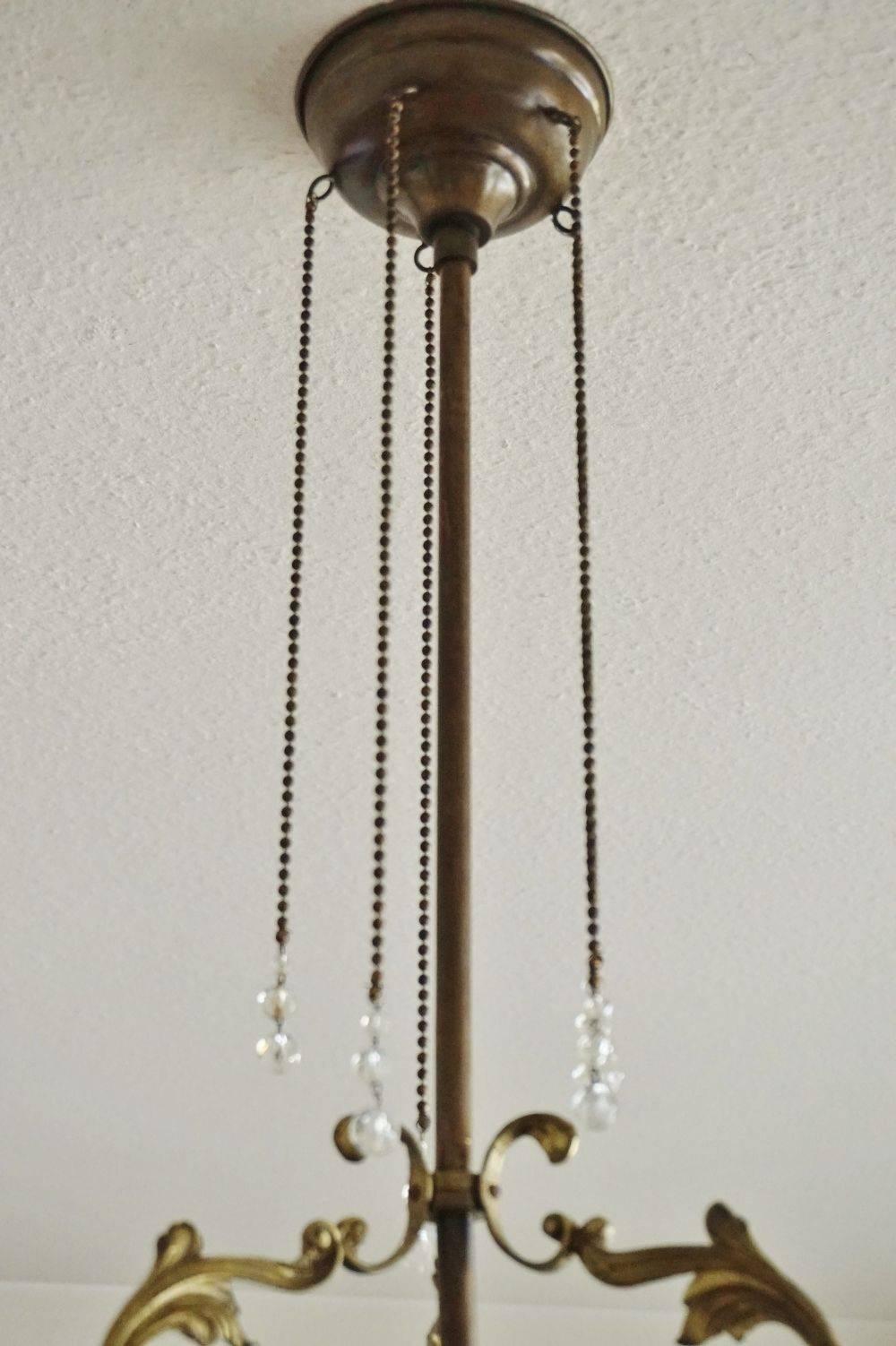 Late 19th Century French Art Nouveau Cast Bronze Glass Rods Chandelier, Unique 2