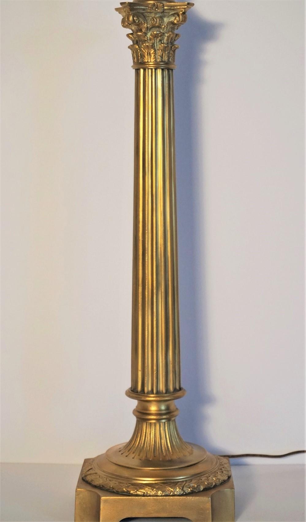 Large 19th Century Bronze Column Candelabra Table Lamp In Good Condition In Frankfurt am Main, DE
