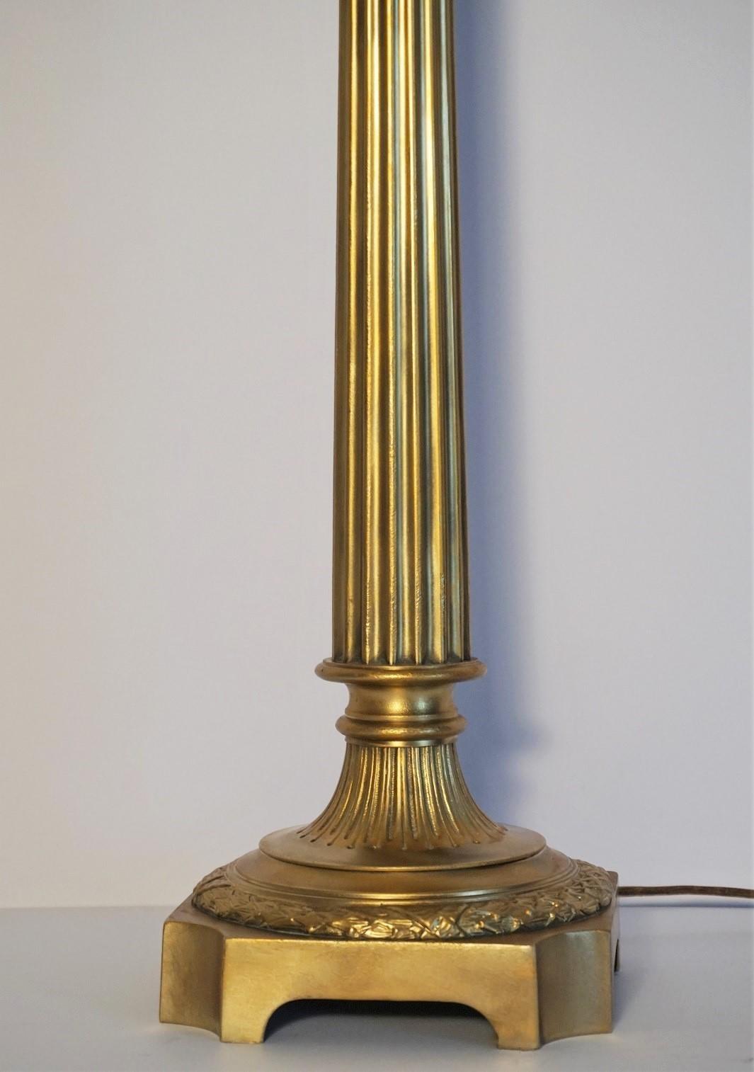 Large 19th Century Bronze Column Candelabra Table Lamp 1