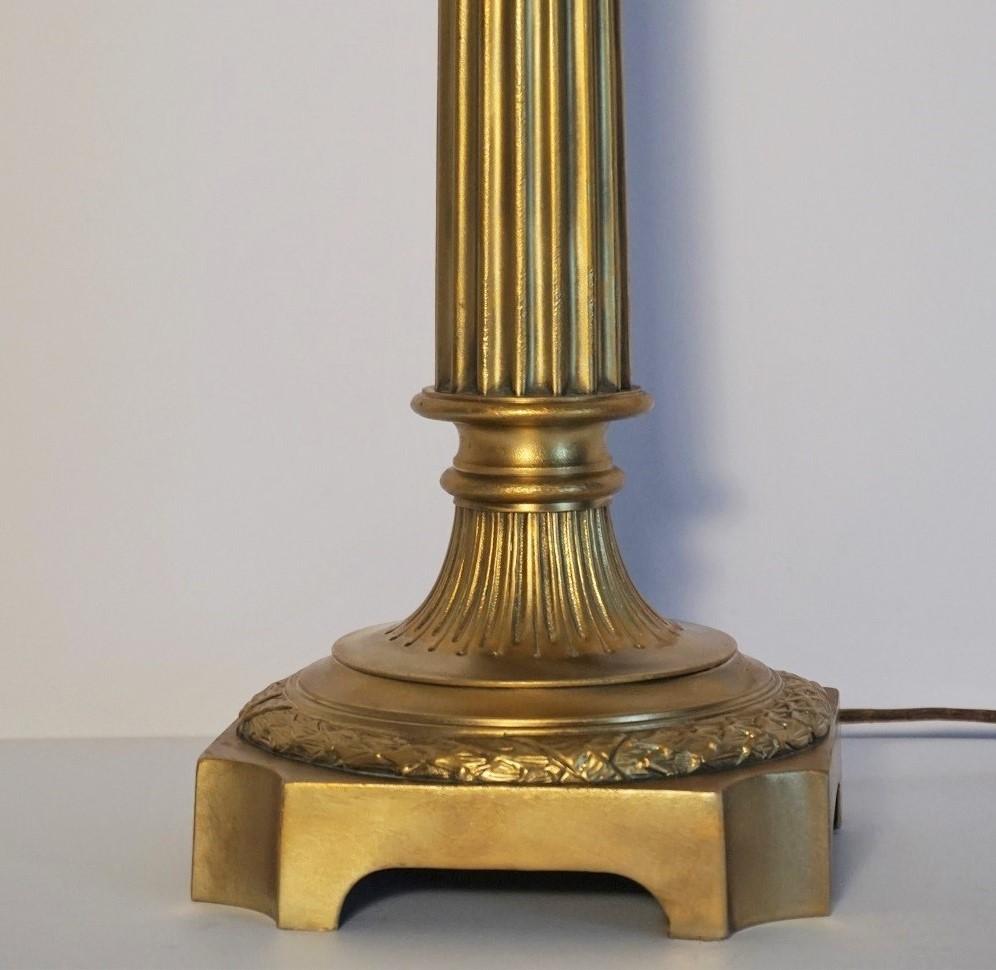 Large 19th Century Bronze Column Candelabra Table Lamp 2