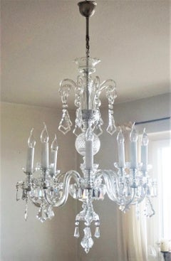 Large Murano Glass Crystal Chandelier, Italy, 1910-1920