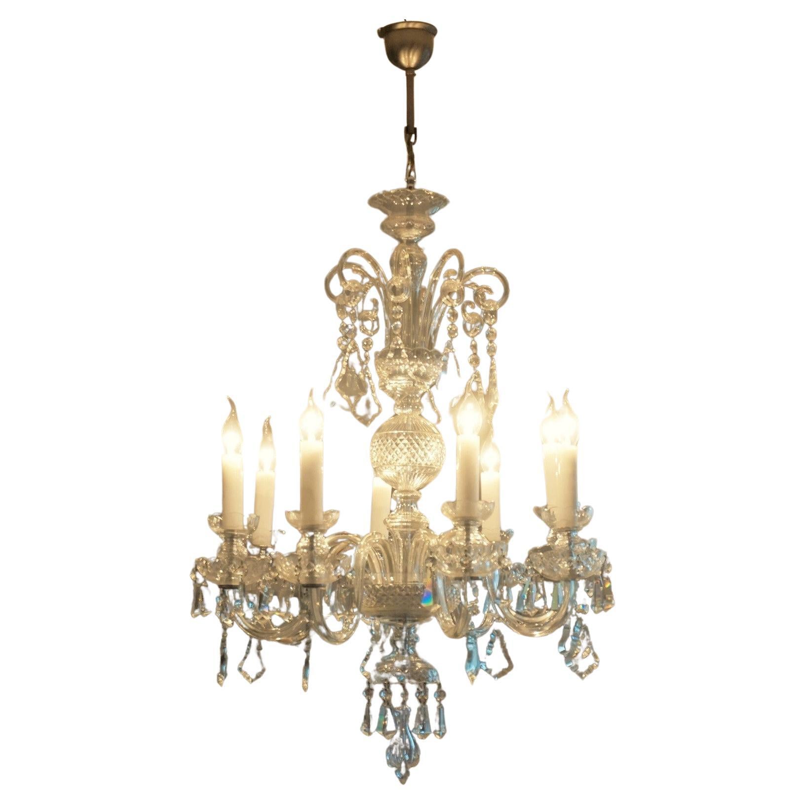 20th Century Large Murano Glass Crystal Chandelier, Italy, 1910-1920 For Sale