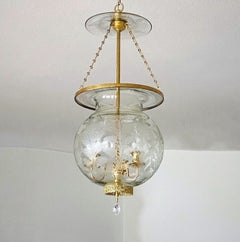 Antique French Cut Glass Three-Light Hall Lantern circa 1900-1910, Electrified
