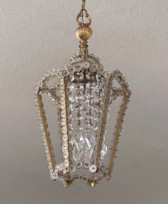 Austrian Beaded Glas Flower Lead Crystal Lantern, Rupert Nikoll, Austria 1950s