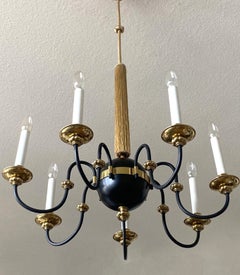 Araña austriaca de latón y seda de siete luces, Austria, años 30