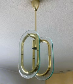 Pendentif en verre de Murano et laiton attribué à Fontana Arte, Italie, 1950
