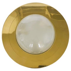 Lampada da parete o da incasso in ottone con vetro opalescente di Murano di Azucena Italia, anni '60