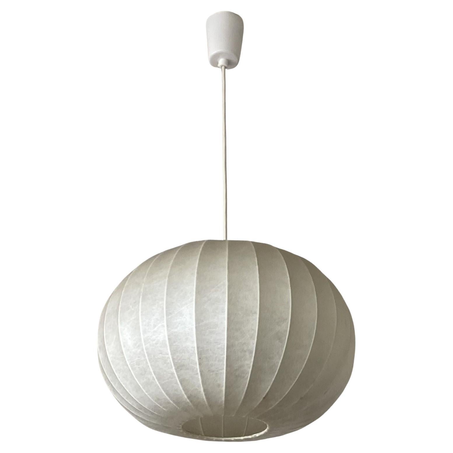 Mid-Century Modern Cocoon pendant lamp in the style of Achille Castiglioni, designed by Friedel Wauer for Goldkant Leuchten and manufactured in Germany during the 1960s. With a single bulb holder for a large sized E27 screw base bulb, provinding a