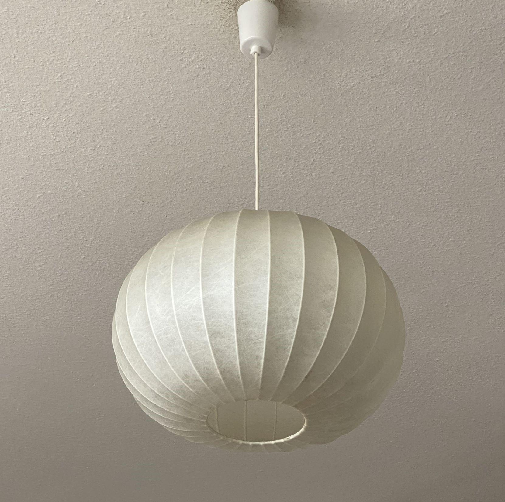 Hand-Crafted Cocoon Midcentry Pendant Lamp by Friedel Wauer for Goldkant, Gemany, 1960s For Sale