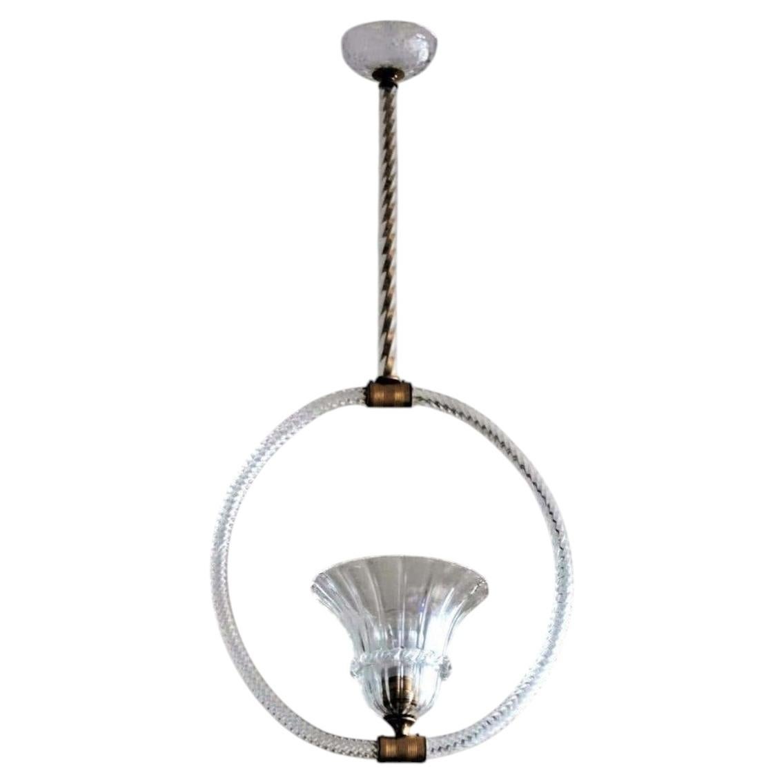 Murano Glass Chandelier Pendant by Barovier & Toso, 1950s