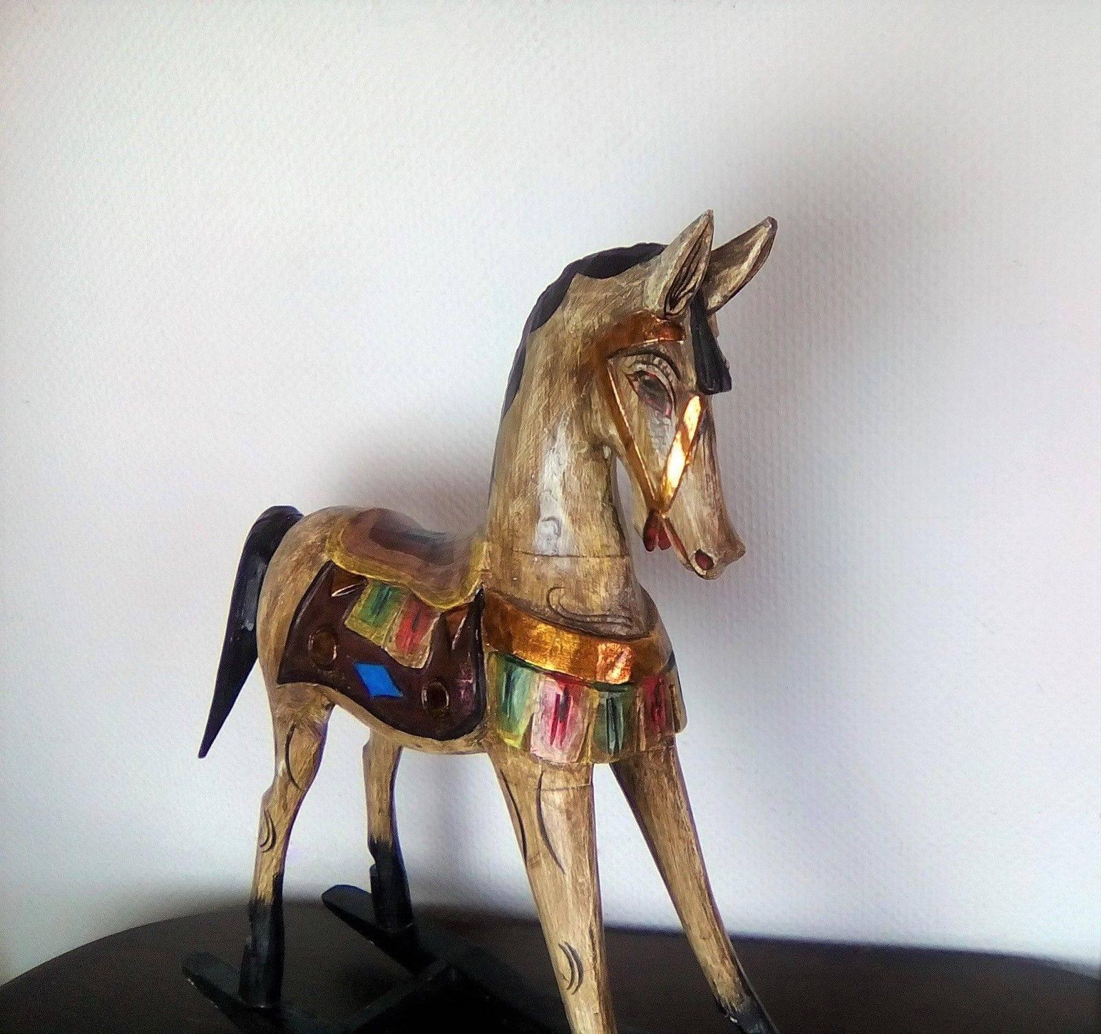 French vintage hand-carved wood and hand-painted rocking horse, home decor horse, circa 1960 - fully handcrafted.