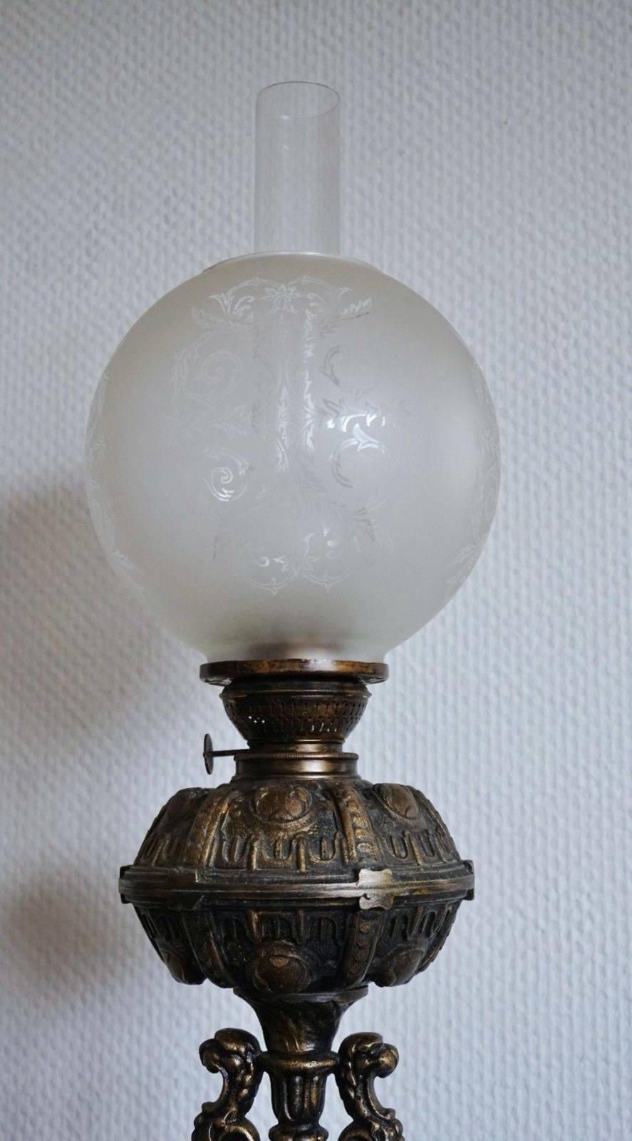 Spanish Late 19th Century Large Cast Bronze Oil Lamp Converted to Electric Table Lamp
