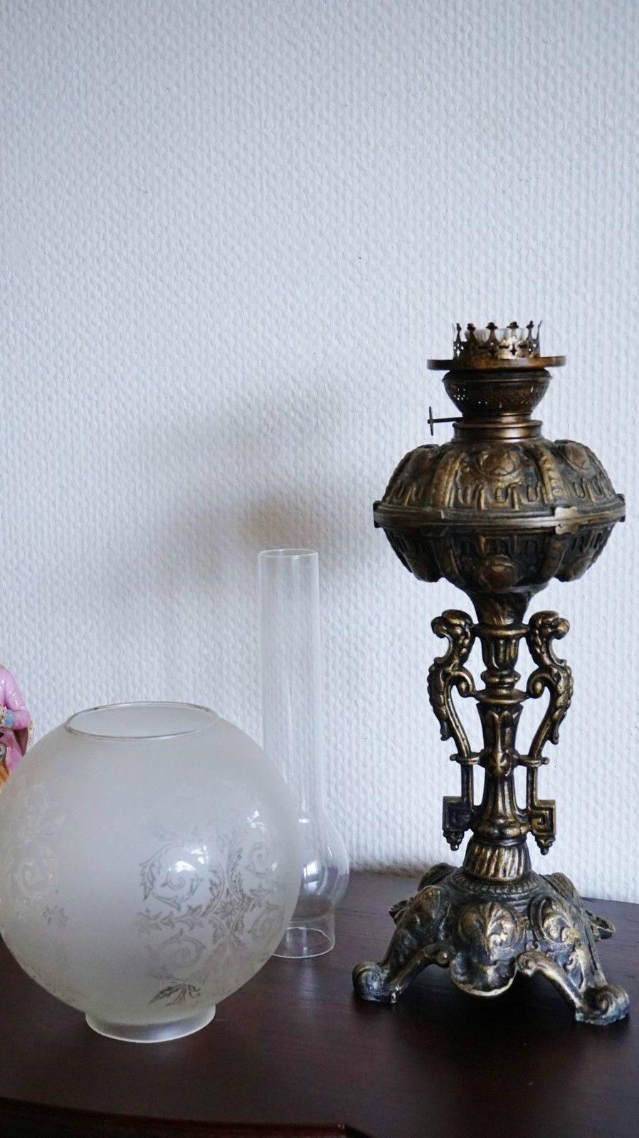 Late 19th Century Large Cast Bronze Oil Lamp Converted to Electric Table Lamp 2