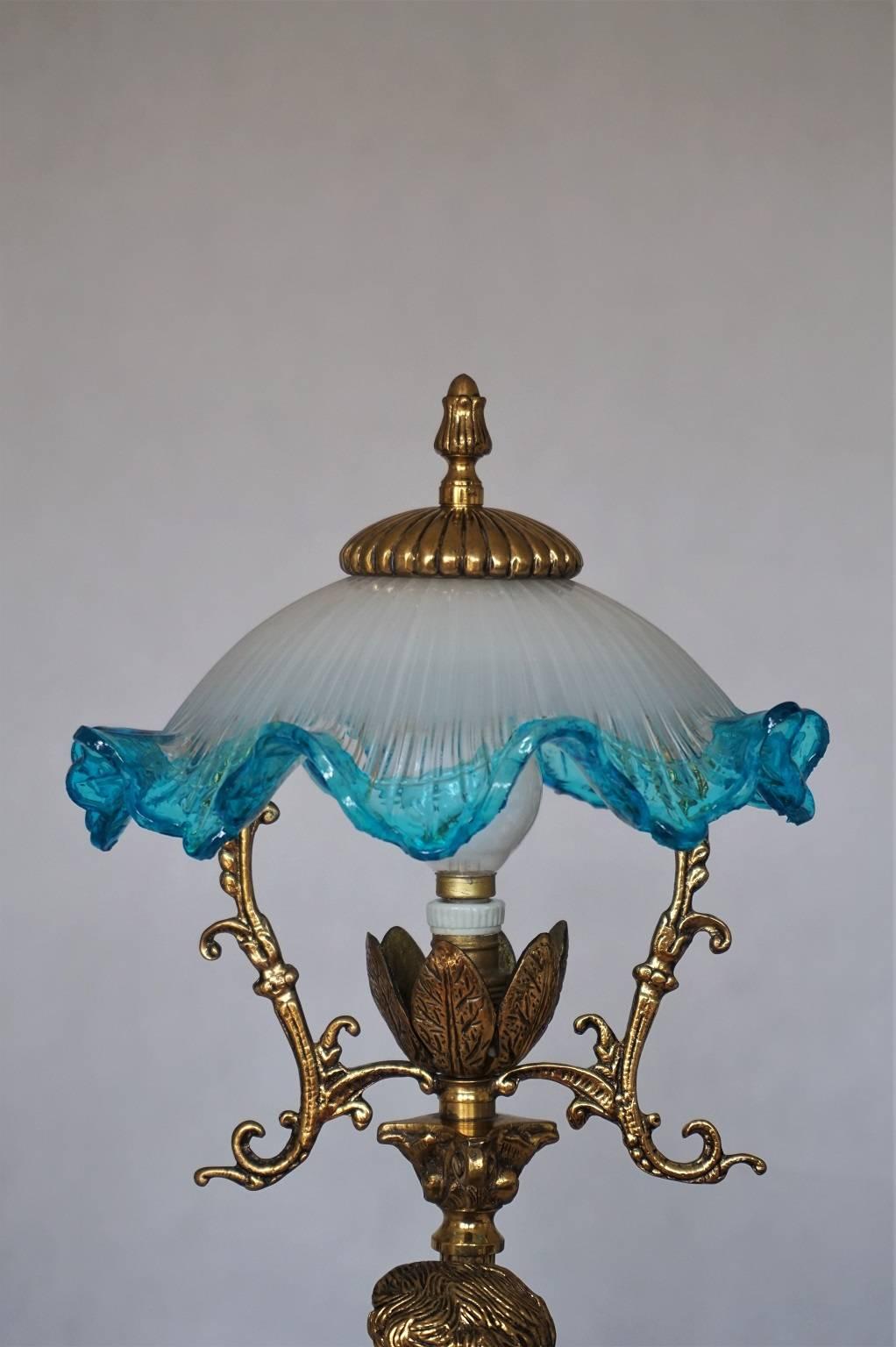 20th Century Pair of Solid Brass Cherub Table Lamps Art Nouveau Style, circa 1920