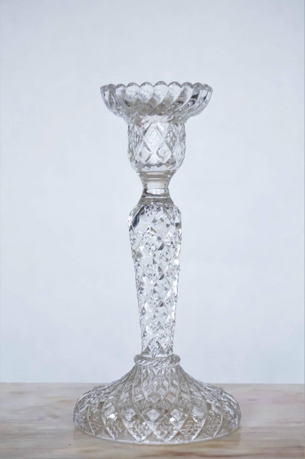 Antique German Pair of Meisenthal Crystal Candlesticks Candleholders, circa 1907 In Excellent Condition In Frankfurt am Main, DE