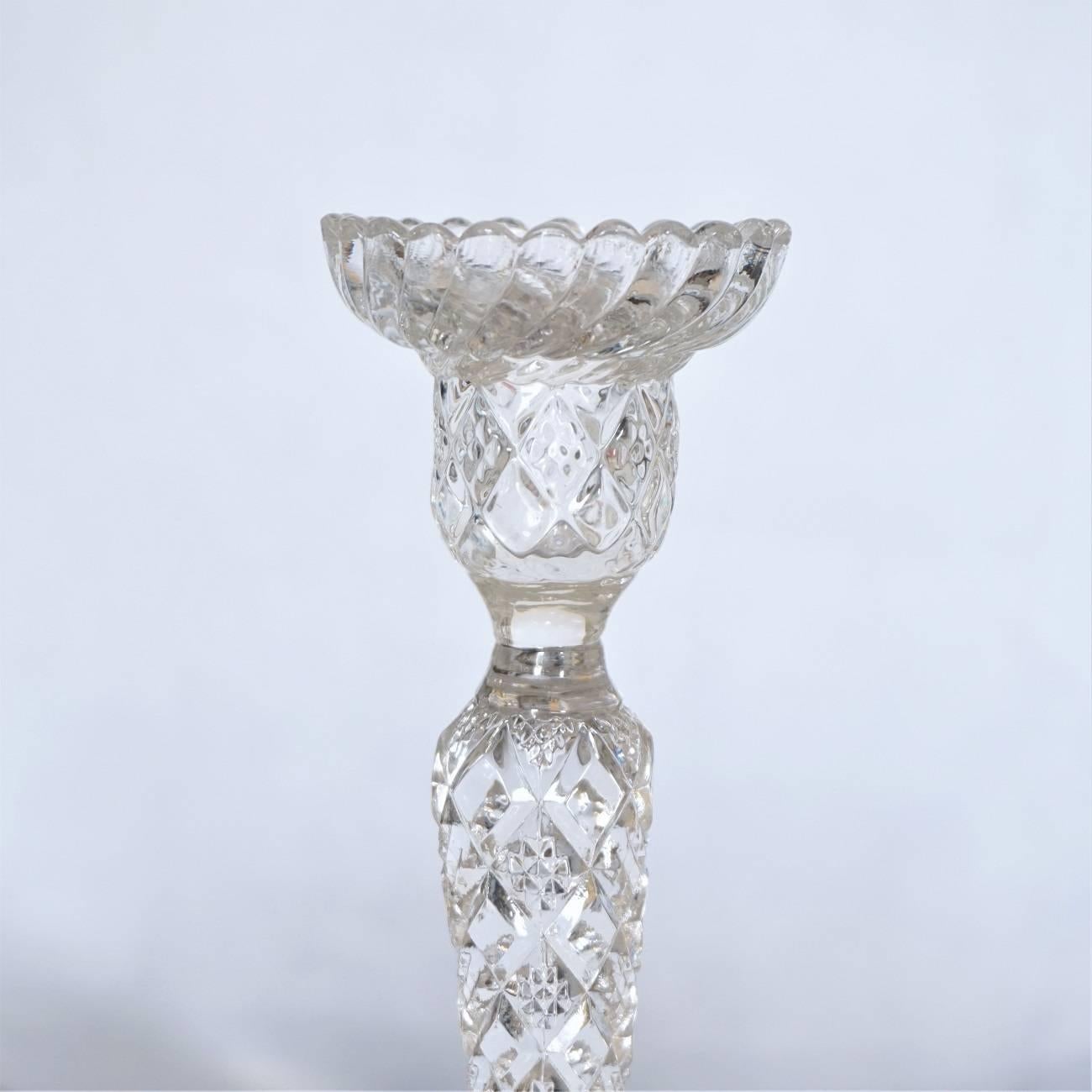 Antique German Pair of Meisenthal Crystal Candlesticks Candleholders, circa 1907 1