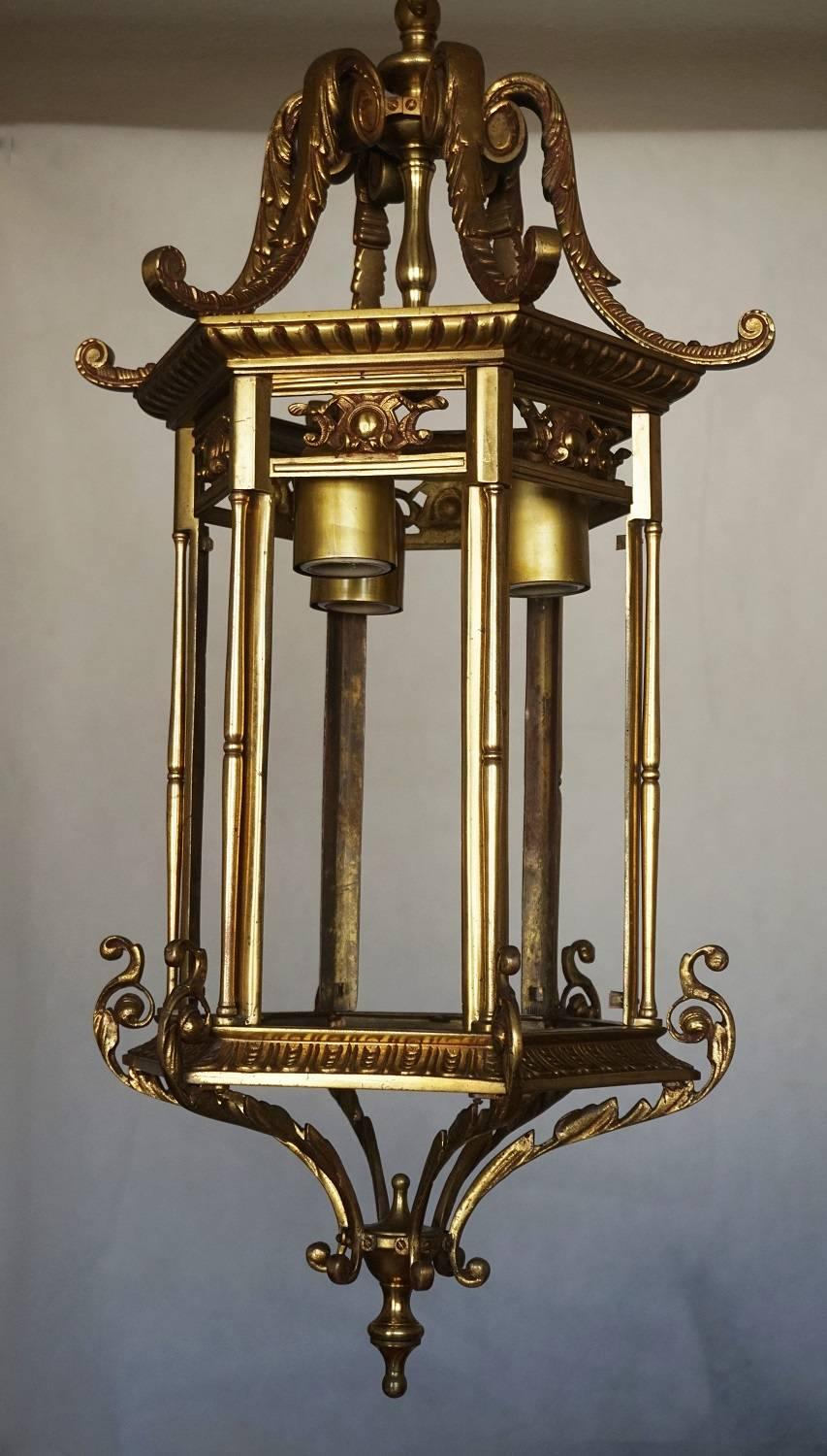 Large 19th Century Regency Style Bronze and Cut Glass  Lantern 2