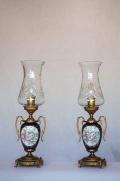 Pair of Vintage Cobalt Blue Ace Decor De Paris Porcelain Vase Table Lamps