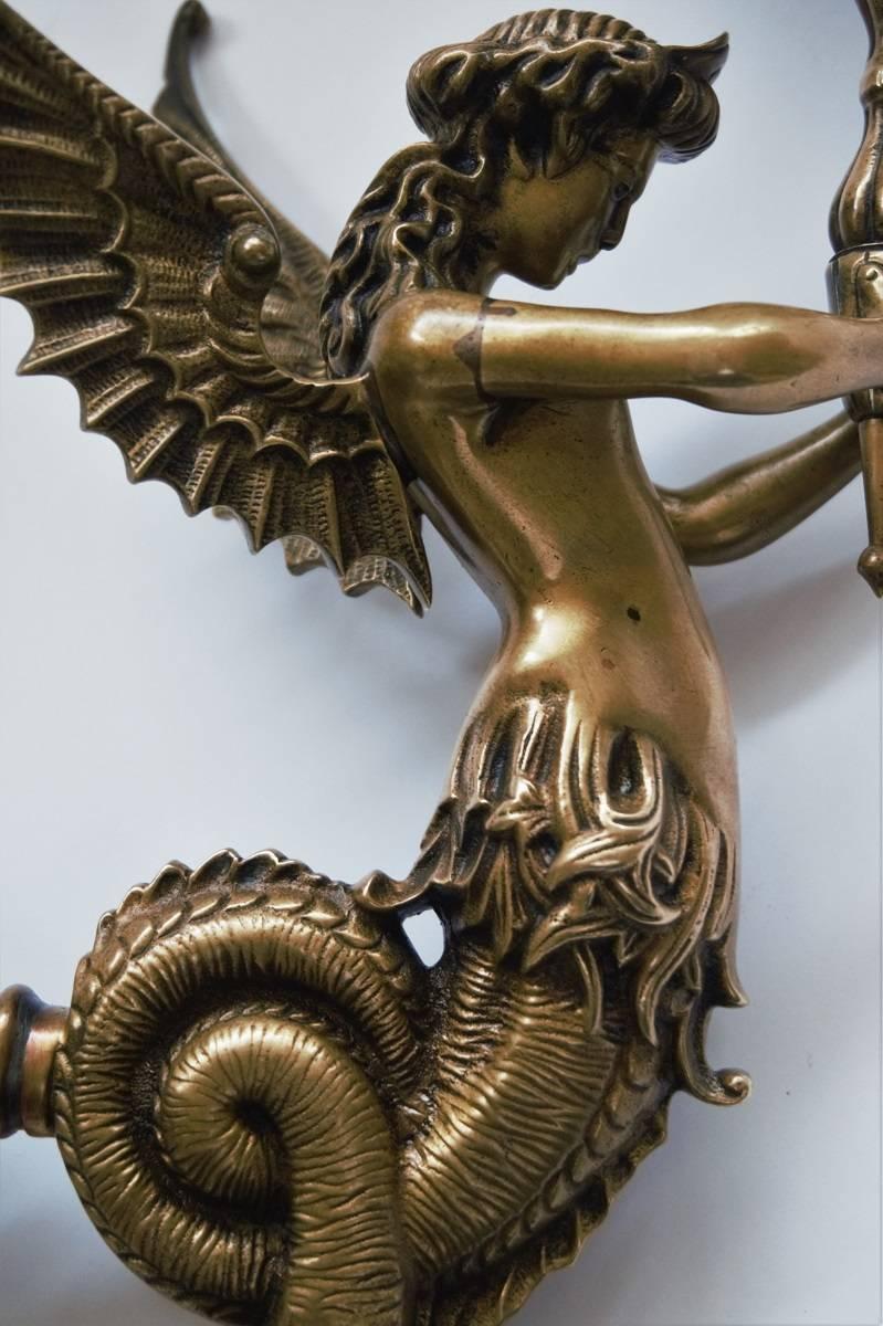 Late 19th Century Empire Style Bronze Winged Figural Wall Sconce, Candelabra 2