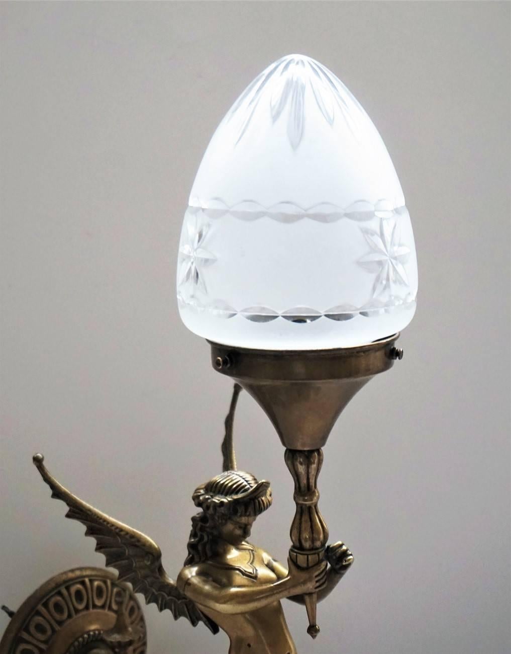 Late 19th Century Empire Style Bronze Winged Figural Wall Sconce, Candelabra 6