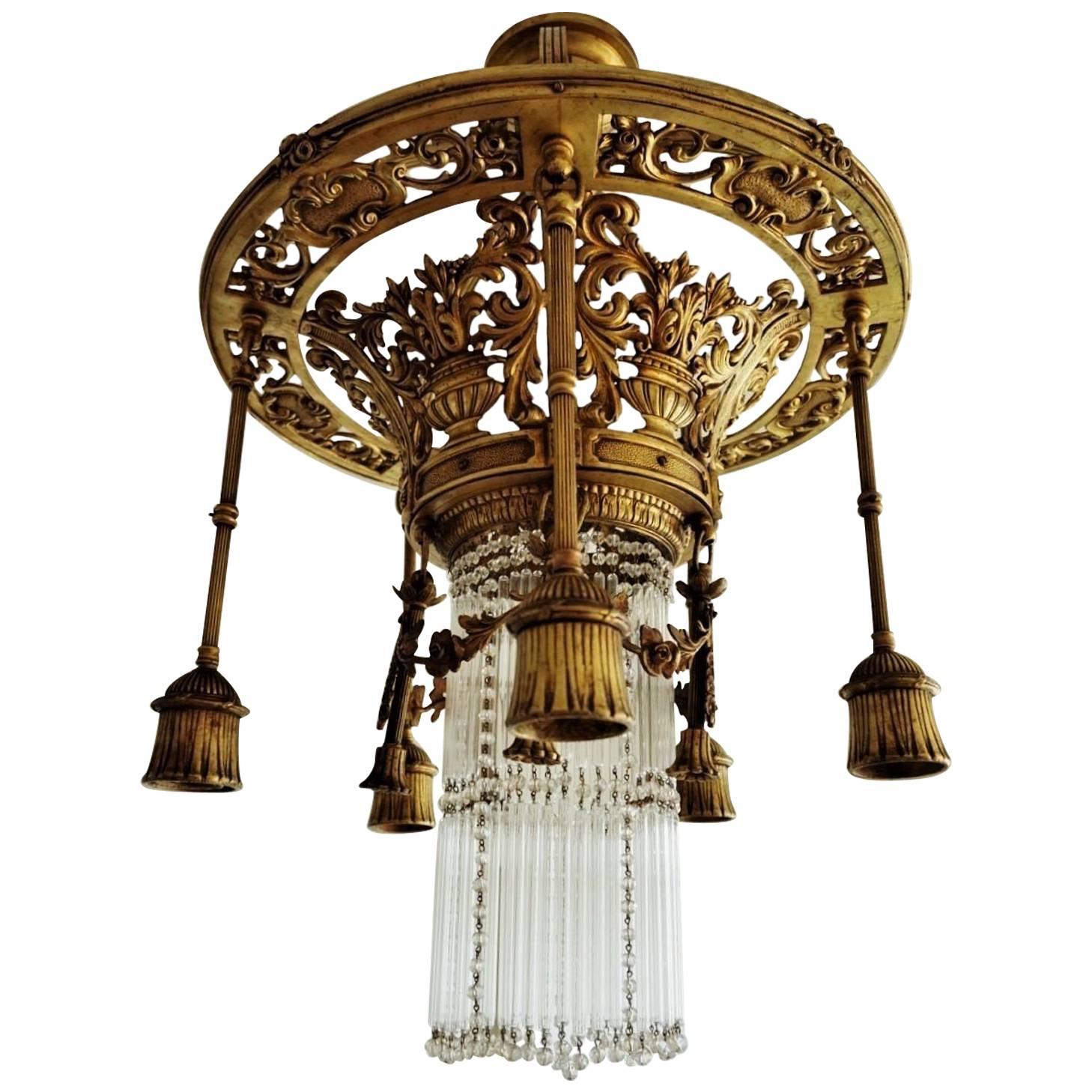 Late 19th Century French Empire Style Gilt Bronze Six-Light Chandelier 
