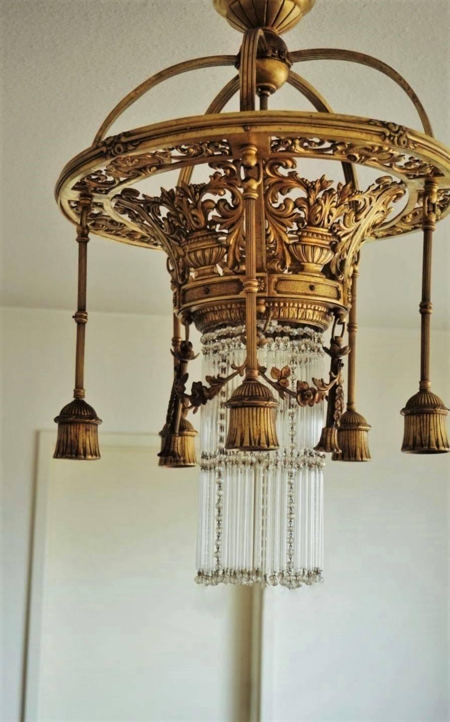 Late 19th Century French Empire Style Gilt Bronze Six-Light Chandelier  In Good Condition In Frankfurt am Main, DE