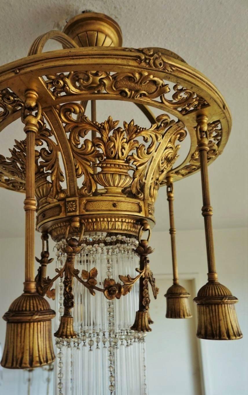 Late 19th Century French Empire Style Gilt Bronze Six-Light Chandelier  1
