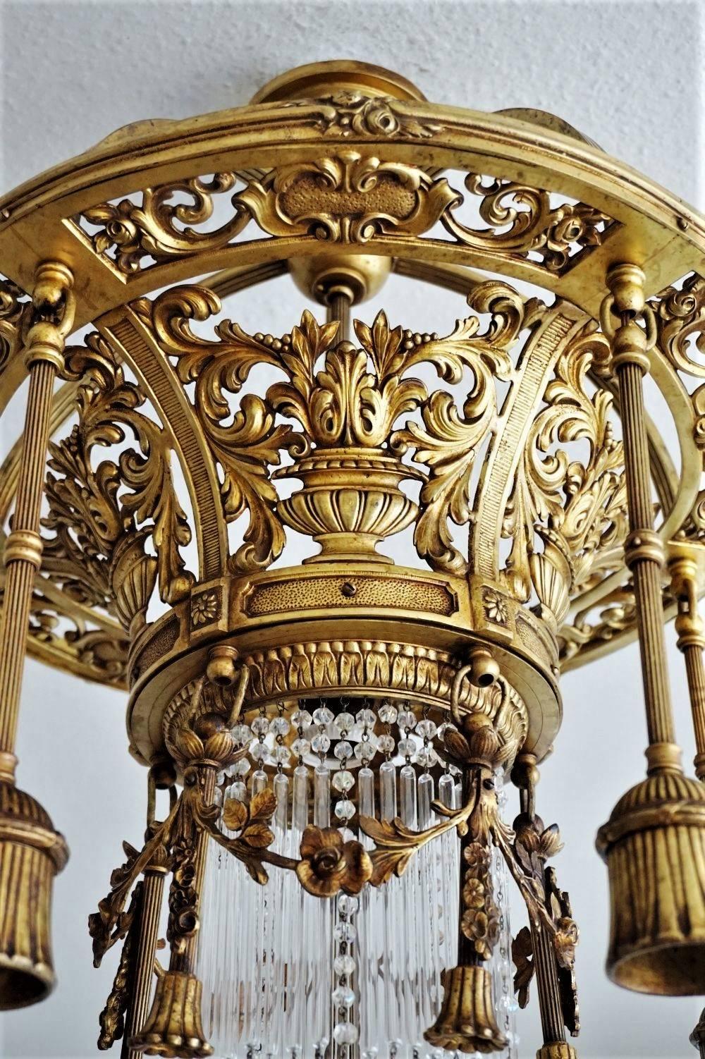 Late 19th Century French Empire Style Gilt Bronze Six-Light Chandelier  3