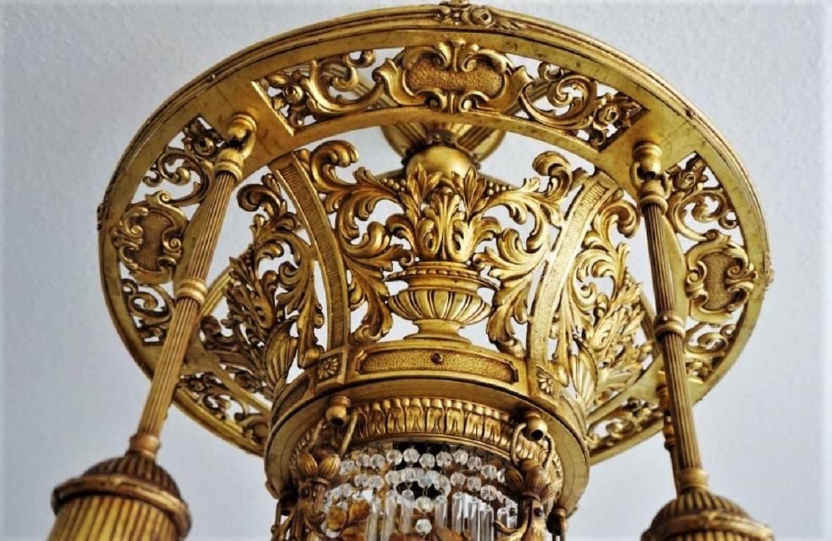 Late 19th Century French Empire Style Gilt Bronze Six-Light Chandelier  4