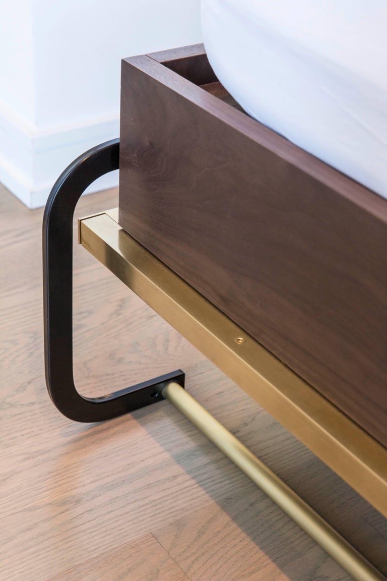 Amuneal’s Silvered Walnut Murphy Bed and Warm Brass Inlays and