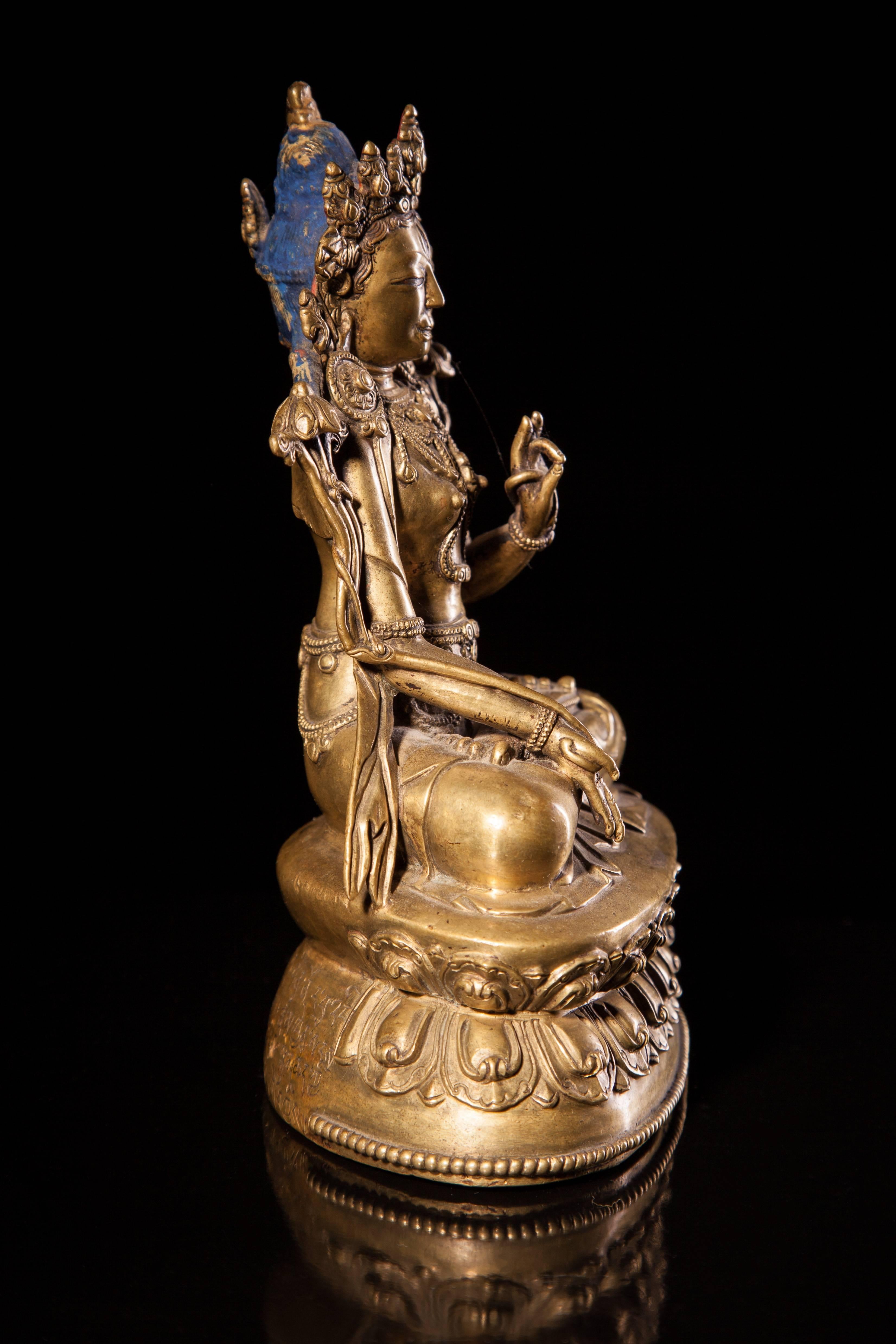 Metalwork Bronze Figure of White Tara For Sale