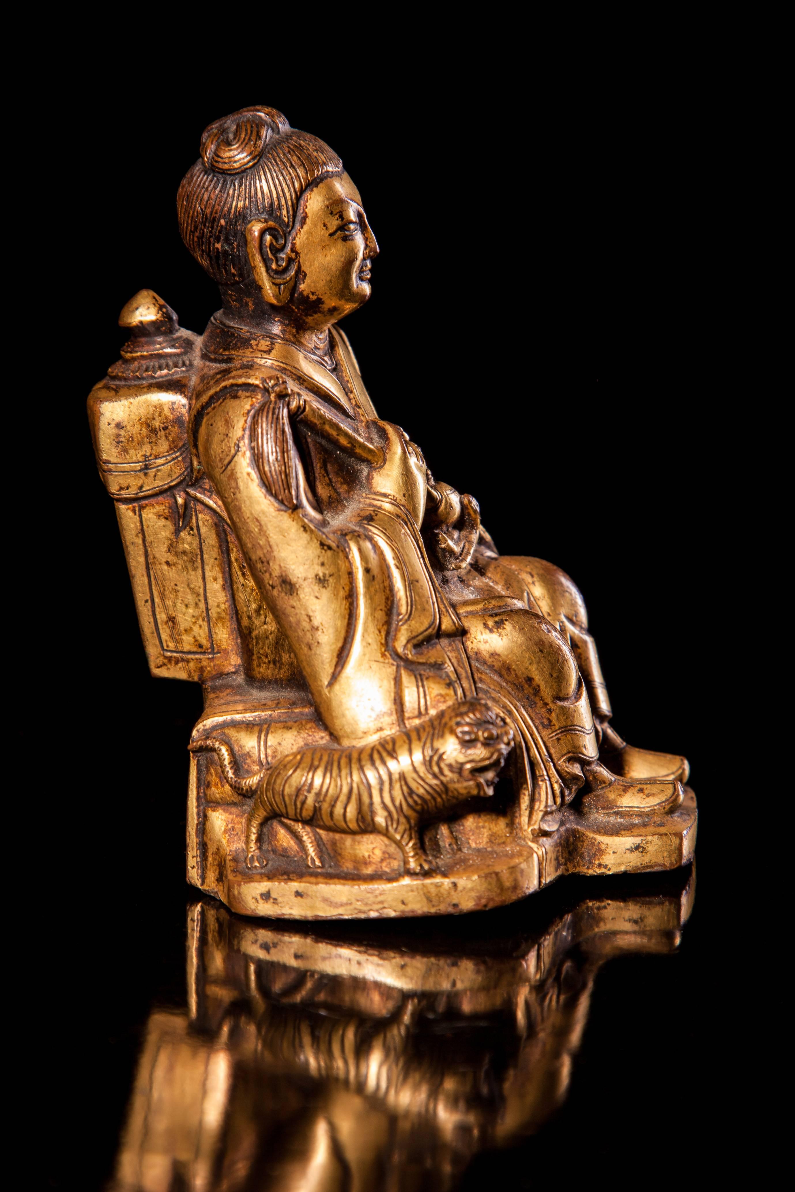 Gilt Bronze Figure of Dharmatala In Excellent Condition For Sale In London, GB