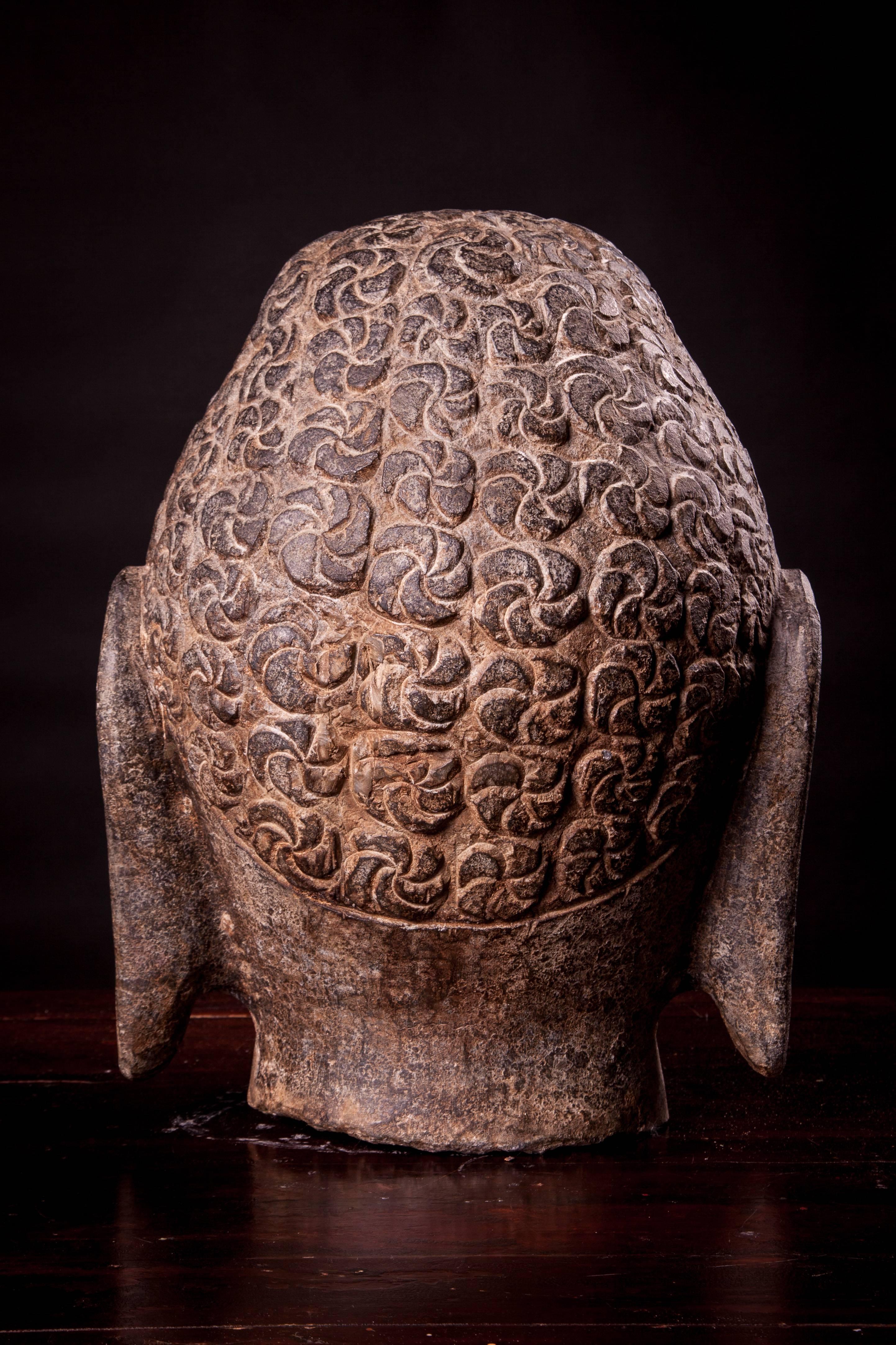 20th Century Male Shakyamuni Stones Carved Buddha Heads For Sale
