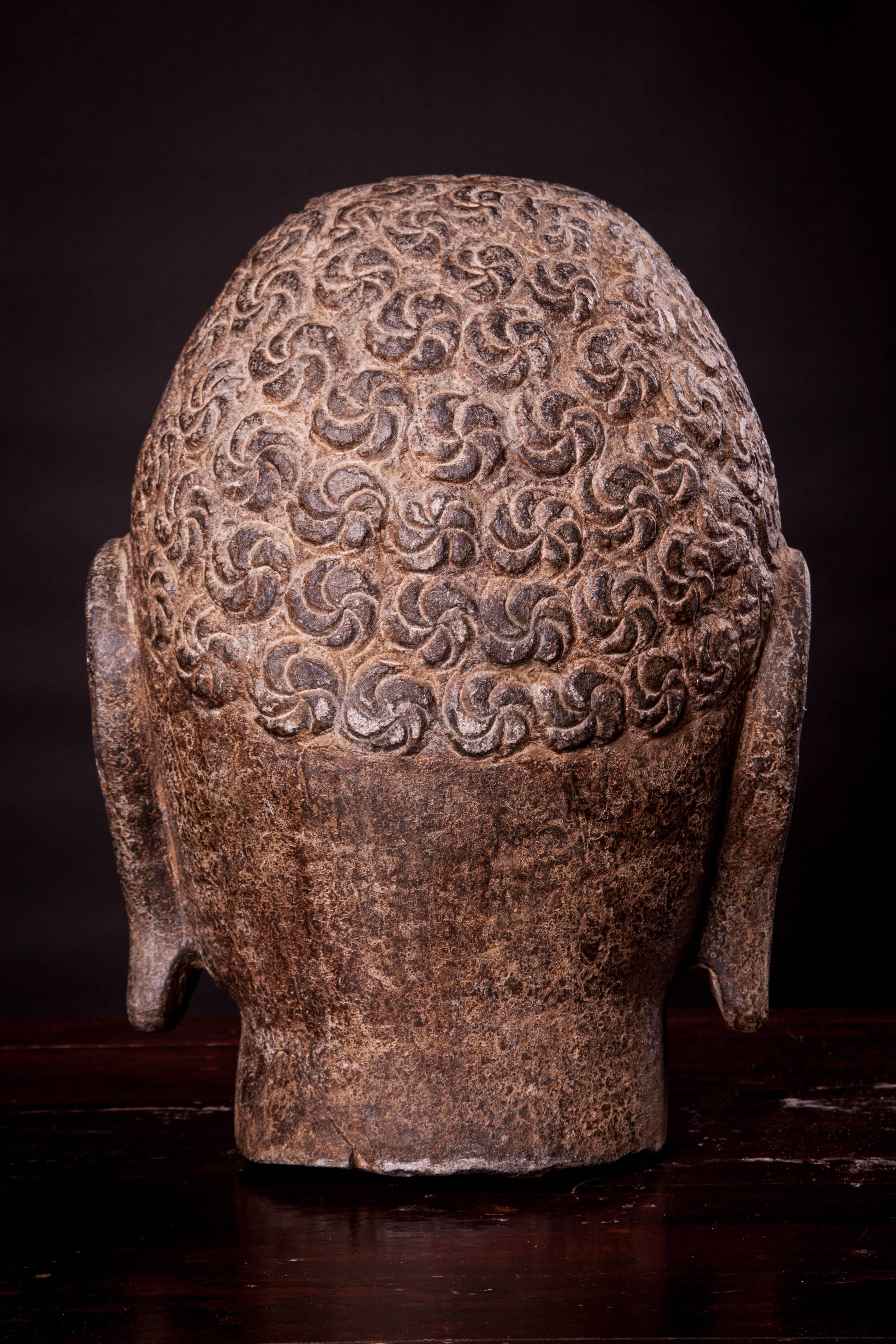 Male Shakyamuni Stones Carved Buddha Heads For Sale 3