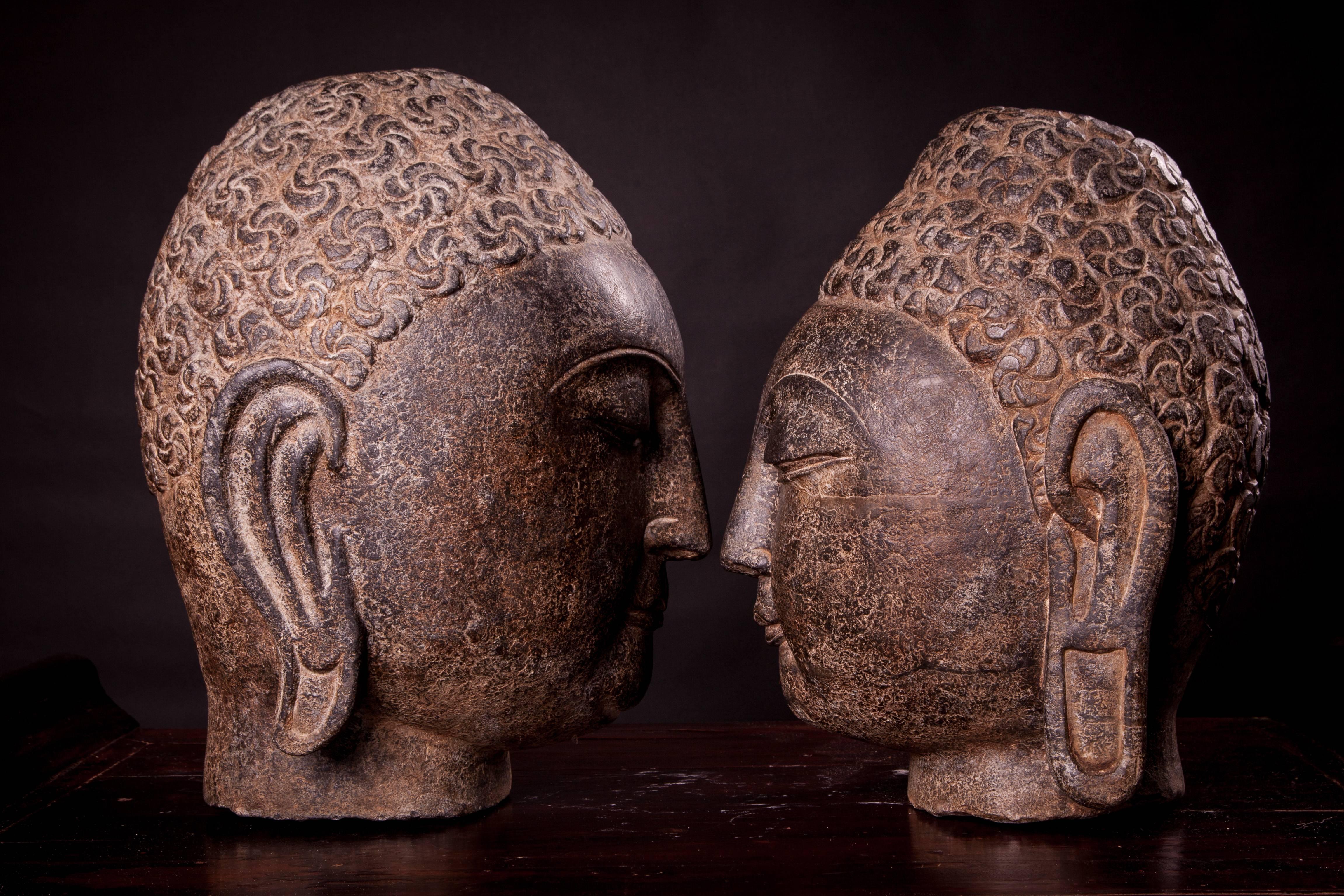 Male Shakyamuni Stones Carved Buddha Heads For Sale 4