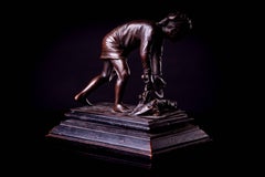 Three Bronze Figure Do Various Chores Burma, Pegu